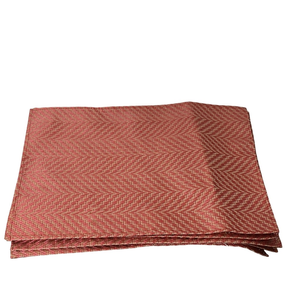 Pier 1 Imports Placemats Set of 6 13x19 Rust Red Woven Vinyl Herringbone Boho